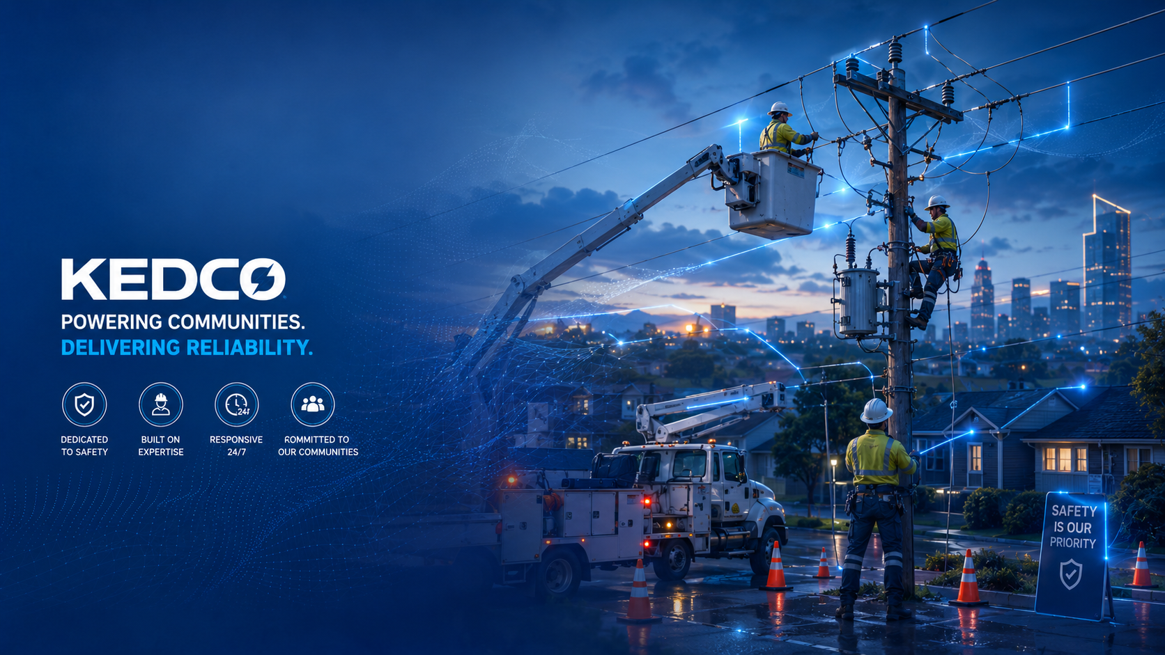 KEDCO field engineers maintaining power lines